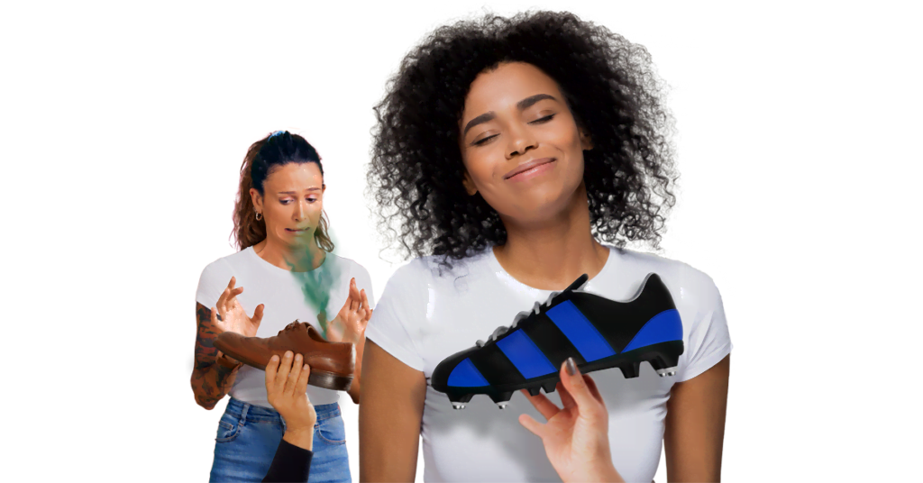 illaluktande fotbollsskor